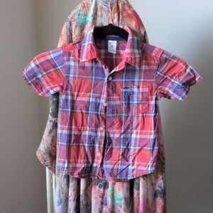 Carter's Red and Blue Button Down Shirt Casual Plaid